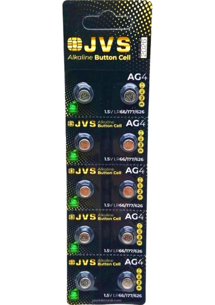 Jvs Ag4 1.5V LR66 Saat Pili 10LU Kart