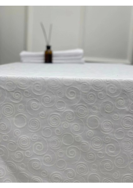 Nivemeshome 140X160 Beyaz Daire Sembol Leke Tutmaz Masa Örtüsü modelleri