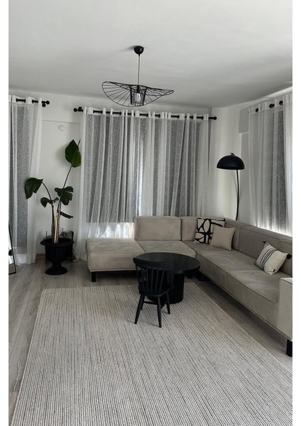 Hala 2201 Gri Bukle Modern Salon Halısı Bukle Halı Yolluk Mutfak Halısı Koridor Halısı