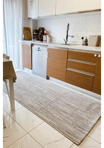 Hala 2201 Gri Bukle Modern Salon Halısı Bukle Halı Yolluk Mutfak Halısı Koridor Halısı