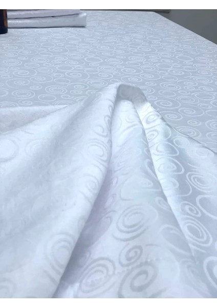 Nivemeshome 140X180 Beyaz Daire Sembol Leke Tutmaz Masa Örtüsü