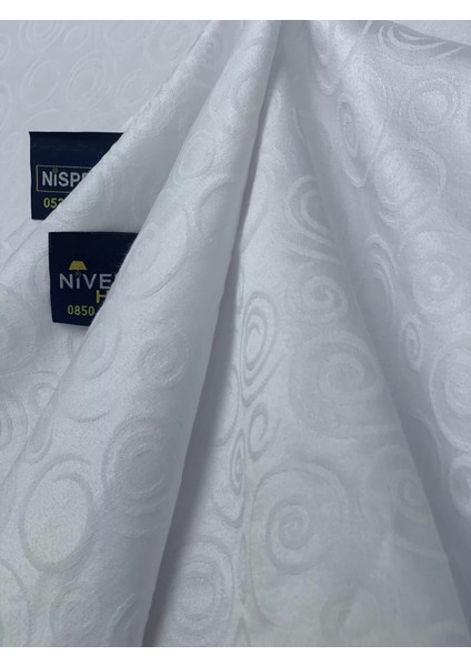 Nivemeshome 140X180 Beyaz Daire Sembol Leke Tutmaz Masa Örtüsü