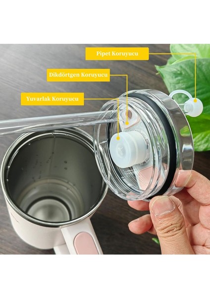 Quencher Uyumlu 3’lü Silikon Set – Sızdırmaz Tıpa, Pipet Koruyucu ve Taban Kılıfı