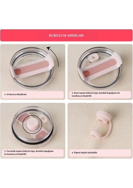 Quencher Uyumlu 3’lü Silikon Set – Sızdırmaz Tıpa, Pipet Koruyucu ve Taban Kılıfı