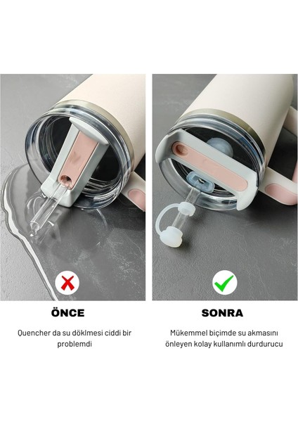Quencher Uyumlu 3’lü Silikon Set – Sızdırmaz Tıpa, Pipet Koruyucu ve Taban Kılıfı