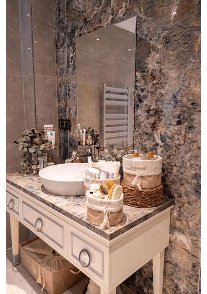 Yuvarlak Katlanabilir Çok Amaçlı Saklama Organizer Kutu Keçe Sepet (Mega) - 03389 ( Lisinya )
