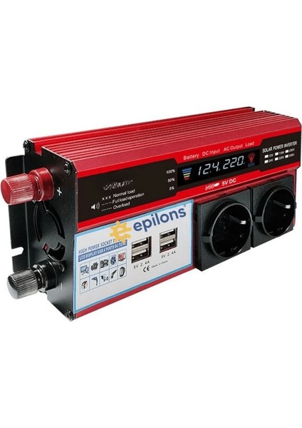12V 2000W Modifiye Sinus Inverter Araç ve Güneş Enerjisi Uyumlu, Çift Usb, Çift Priz ve Çakmaklık ( Lisinya ) fırsatları