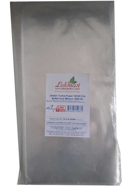 Jelatin Torba Poşet 15X30 cm Şeffaf İnce Mikron 1000 gr 1 Paket