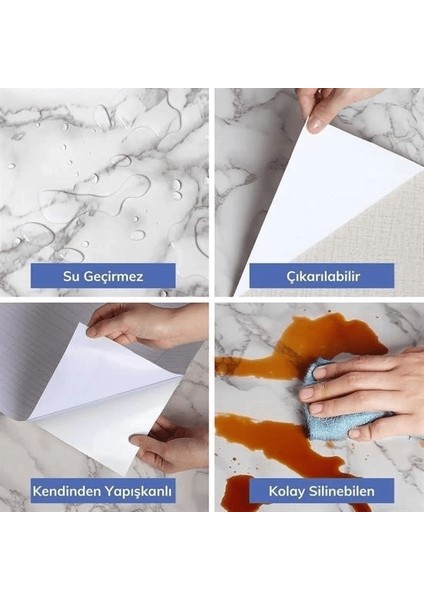 5mt x 60 cm Mermer Desenli Masa Tezgah Mutfak Su Geçirmez Yapışkanlı Folyo Sticker