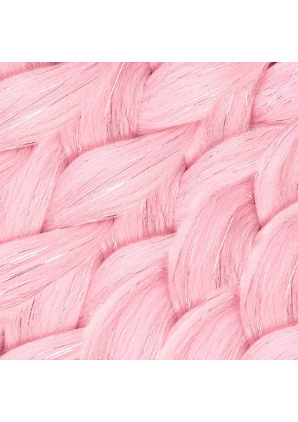 Simli Şeker Pembesi Örgülük Saç 100 Gr.