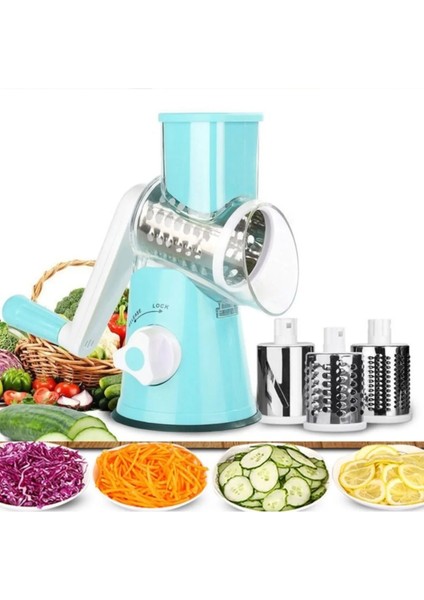 Tutma Kollu Çevirmeli Pratik Kesme ve Rendeleme Drum Grater Pratik Rulo Rende ( Lisinya )