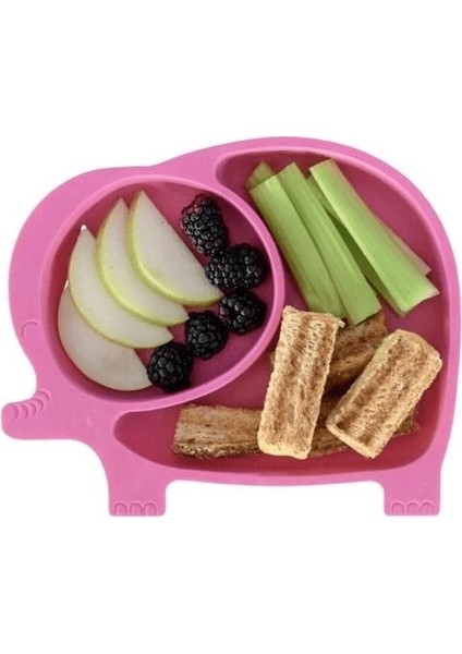 Bebek ve Çocuk Için Sevimli Fil Model Desenli Yemek Bebek Mama Kabı Bölmeli Tabak ( Lisinya )