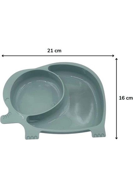 Bebek ve Çocuk Için Sevimli Fil Model Desenli Yemek Bebek Mama Kabı Bölmeli Tabak ( Lisinya )