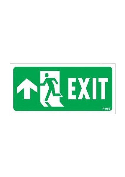 Exit Yukarı Sol Ok Işaretli Uyarı Levhası 17,5X25 KOD:956