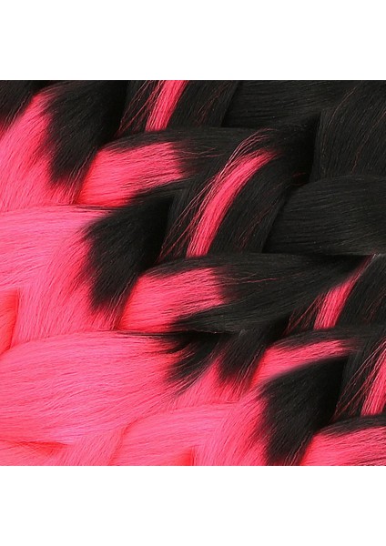 Afrika Örgüsü ve Rasta İçin Sentetik Ombreli Saç - Siyah - Neon Pembe