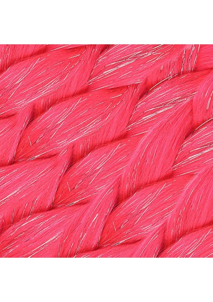 Simli Koyu Pembe Örgülük Saç 100 Gr.