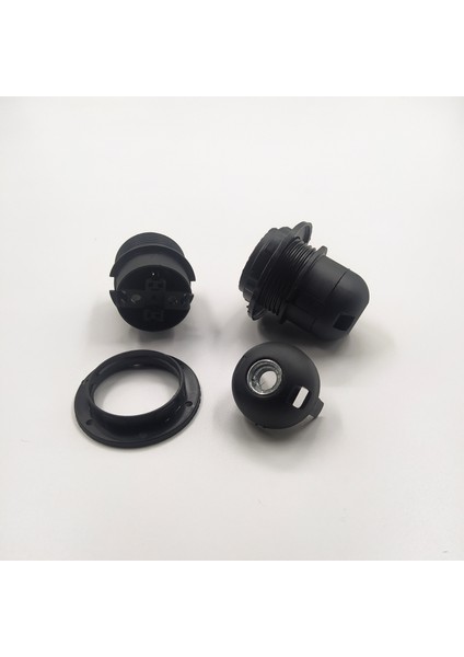 Dekoratif Plastik E-27 Yarım Dişli Halkalı Geçmeli Duy Siyah (2 Adet) modelleri