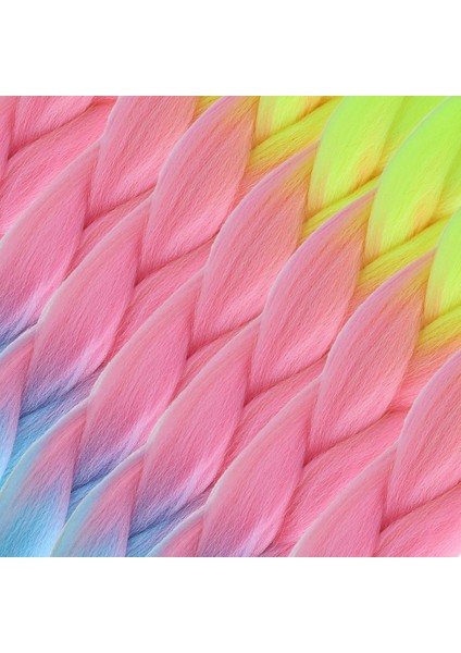 Afrika Örgülük Ombreli Sentetik Saç 100 Gr. - Neon Sarı - Pembe - Açık Mavi