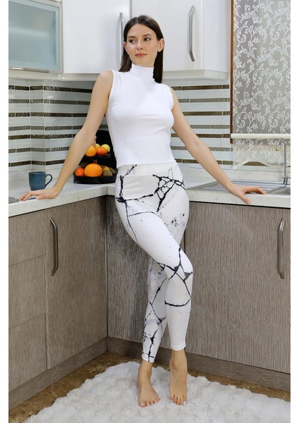 Kadın Micro Desenli Tayt Beyaz 5920 indirimleri