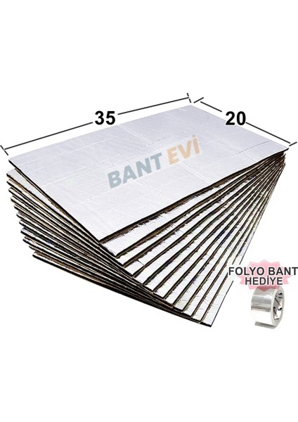10 Adet 35x20cm Ziftli Oto Ses ve Su Yalıtım Pedi Folyolu Gürültü ve Nem Kalkanı Kendinden Yapışkanlı
