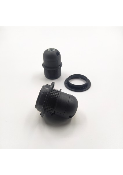 Dekoratif Plastik E-27 Yarım Dişli Halkalı Geçmeli Duy Siyah (2 Adet) fırsatları