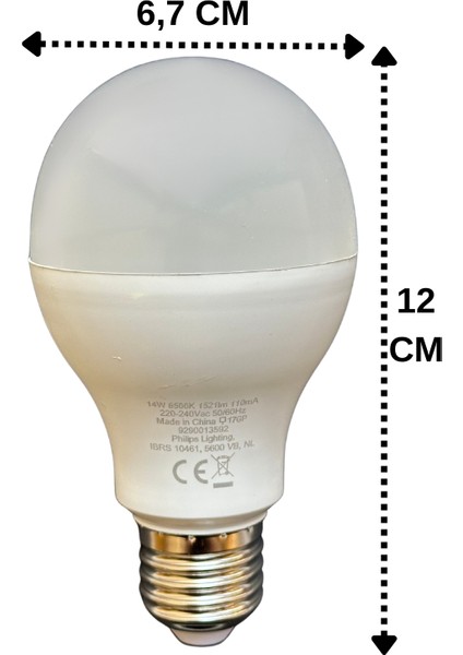 (12 Adet) Philips 14W (100W) Beyaz IŞIK E27 DUYLU (Kalın Duy) LED Ampul