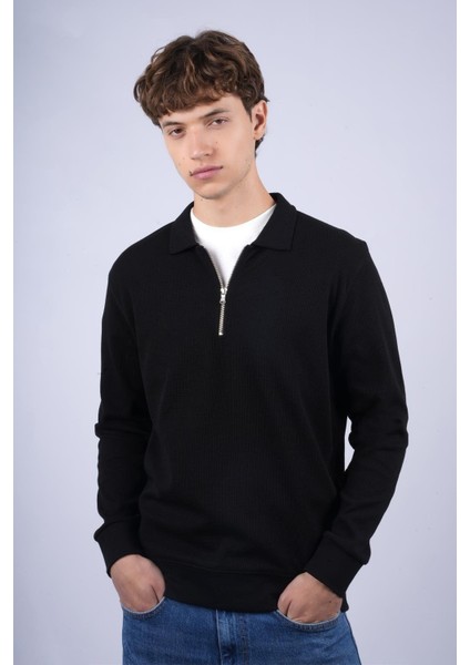 Js Polo Yaka Fermuarlı J Waffle Sweat fırsatları