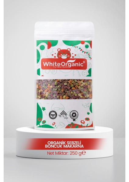 Organik Sebzeli Boncuk Makarna 250 Gr Tuzsuz+Sütsüz+Yumurtasız