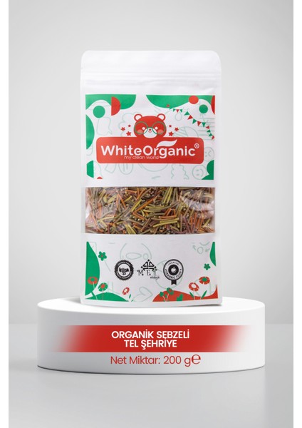 Organik Sebzeli Tel Şehriye 200 gr Tuzsuz+Sütsüz+Yumurtasız