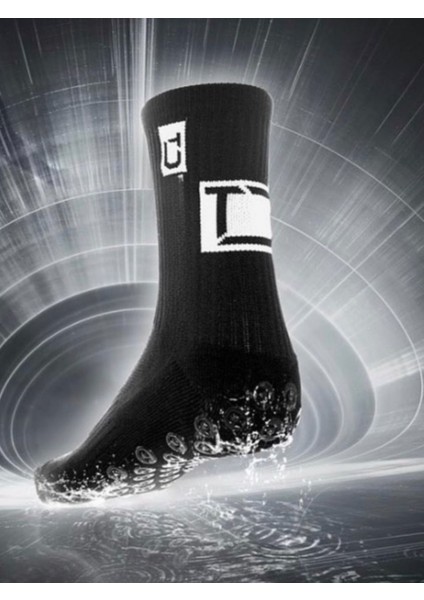 Unisex Koyu Gri Anti Slip Socks Kaymaz Silikon Havlu Taban Maç Pro Sporcu Çorabı