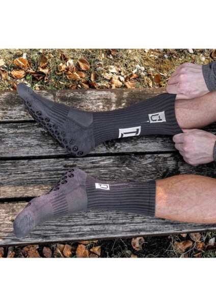 Unisex Koyu Gri Anti Slip Socks Kaymaz Silikon Havlu Taban Maç Pro Sporcu Çorabı fırsatları