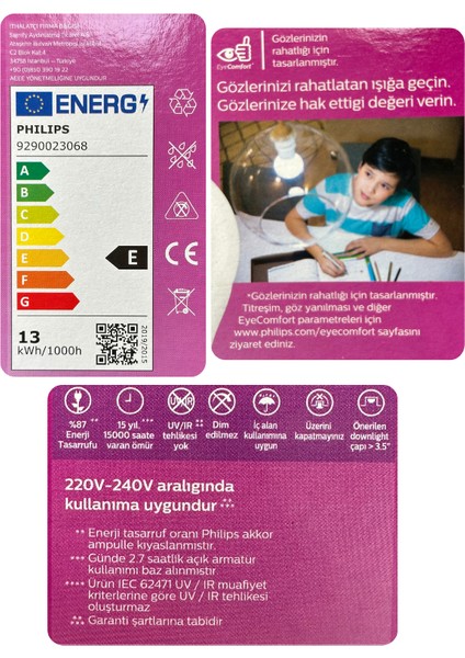 (12 adet) Philips 13W SARI IŞIK E27 DUYLU (Kalın Duy) LED Ampul