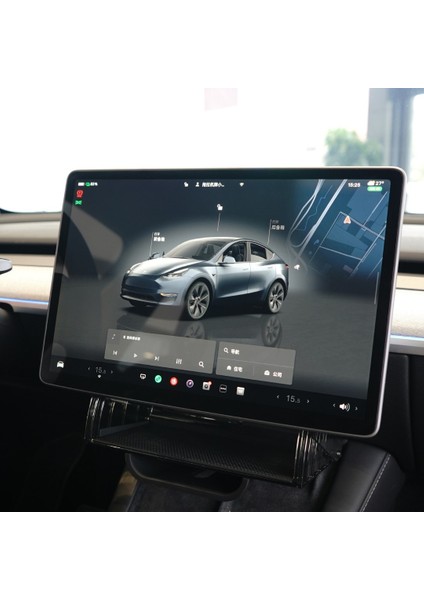 Tesla Model Y / Model 3 Ekran Altına Takılan Magnetik Bağlantılı Kapanır Düzenleyici, Siyah ve Beyaz Renk Seçeneği Ile modelleri