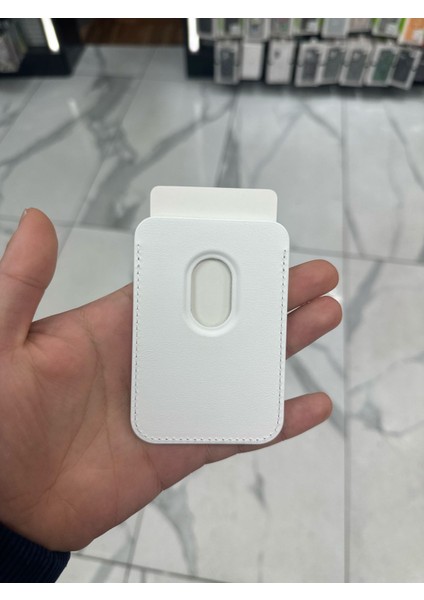 Magsafe Kartlık Deri Kartlık Mıknatıslı Kart Kılıf (Magsafe Uyumlu Kılıflar Içindir) - Beyaz
