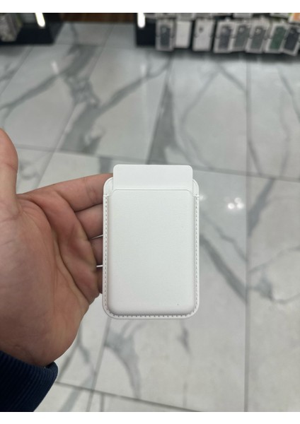 Magsafe Kartlık Deri Kartlık Mıknatıslı Kart Kılıf (Magsafe Uyumlu Kılıflar Içindir) - Beyaz