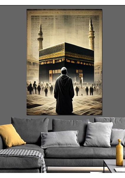 Gazete Fon Kabe Dekoratif Kanvas - Mdf Ahşap Tablo