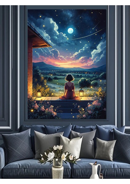 Gökyüzünü Izleyen Kız Dekoratif Kanvas - Mdf Ahşap Tablo