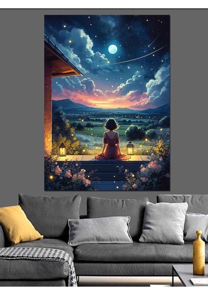 Gökyüzünü Izleyen Kız Dekoratif Kanvas - Mdf Ahşap Tablo fiyatları