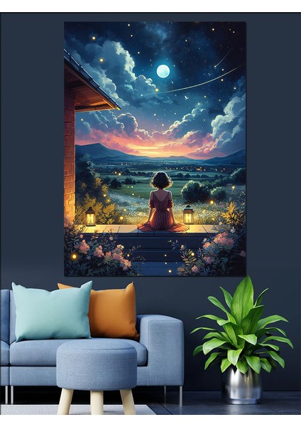 Gökyüzünü Izleyen Kız Dekoratif Kanvas - Mdf Ahşap Tablo fırsatları