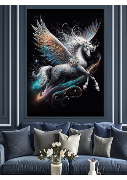 Kanatlı Pegasus At Dekoratif Kanvas - Mdf Ahşap Tablo