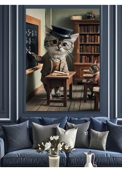 Öğretmen Kedi Dekoratif Kanvas - Mdf Ahşap Tablo fiyatları