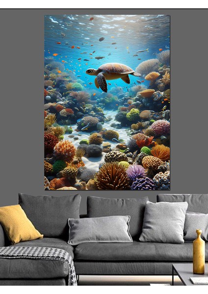 Deniz Kaplumbağası Dekoratif Kanvas - Mdf Ahşap Tablo fiyatları