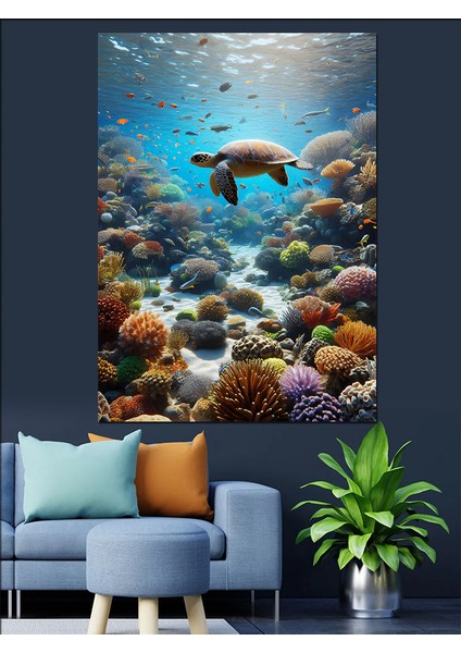 Deniz Kaplumbağası Dekoratif Kanvas - Mdf Ahşap Tablo fırsatları