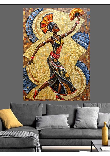 Afrikalı Kadın ve Desenler Dekoratif Kanvas - Mdf Ahşap Tablo modelleri
