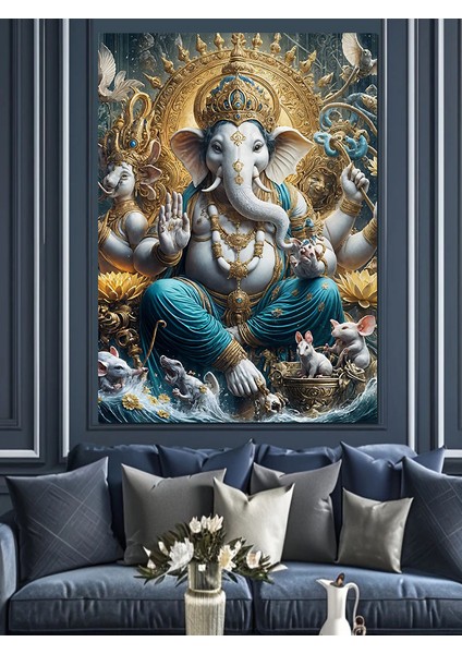 Ganesha Dekoratif Kanvas - Mdf Ahşap Tablo