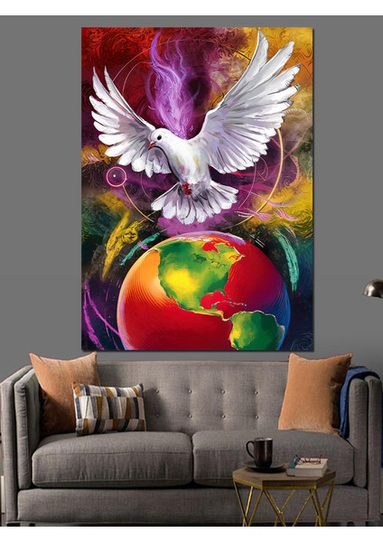 Dünya ve Barış Güvercini Dekoratif Kanvas - Mdf Ahşap Tablo fiyatları