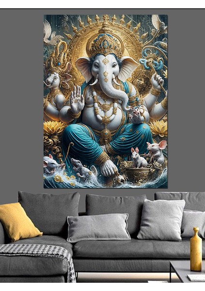 Ganesha Dekoratif Kanvas - Mdf Ahşap Tablo