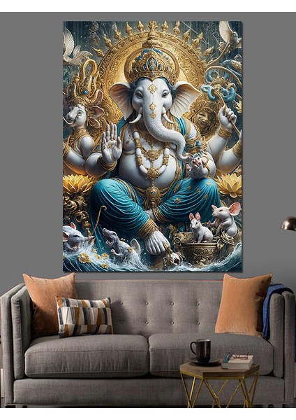 Ganesha Dekoratif Kanvas - Mdf Ahşap Tablo