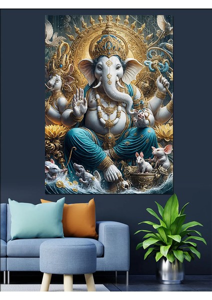 Ganesha Dekoratif Kanvas - Mdf Ahşap Tablo