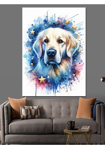 Golden Retriever Dekoratif Kanvas - Mdf Ahşap Tablo